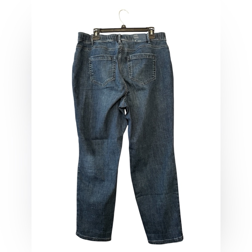 J Jill Women's Jeans Blue Denim Fit Slim Ankle Zip Button Stretch Size 16 - Picture 2 of 10